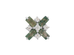 Covet - Moss Agate + CZ - Solid 14Kt Gold Threadless End