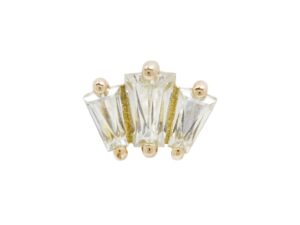 Gemma Trios - CZ - Solid 14Kt Gold Threadless End