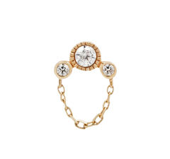 Halston - CZ - Solid 14Kt Gold Threadless End with Chain