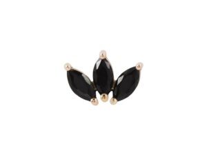 Moet - Black Spinel - Solid 14Kt Gold Threadless End