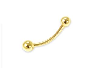 18Kt Solid Yellow Gold Curved Barbell