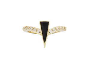 Mikah - CZ + Black Spinel - Solid 14Kt Gold Clicker