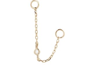 Solid 14Kt Gold Round Centre CZ Chain