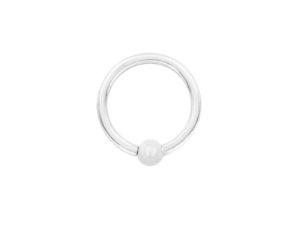 Solid 14Kt Gold Seam Ring with Fixed Bead