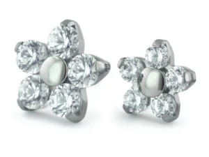 Titanium Flower CZ Threadless End