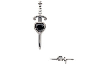 Titanium Dagger with Black CZ Gem Threadless End