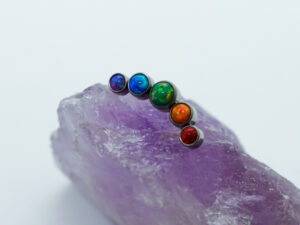 Rainbow Synthetic Opal 5 Bezel Cluster Titanium Threadless End