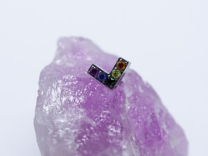 Rainbow Titanium Chevron CZ Threadless End