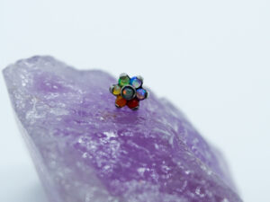 Rainbow Titanium Flower Opal Threadless End