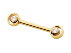 24Kt Gold PVD Titanium Threadless Bezel CZ Orbit Nipple Barbell