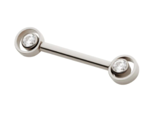 Titanium Threadless Bezel CZ Orbit Nipple Barbell