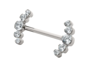 Titanium Semi-Bezel Set 5 Cluster CZ Nipple Barbell