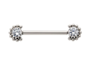 Titanium Clustered Bead + Bezel Set CZ Nipple Barbell