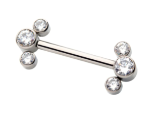 Titanium Semi-Bezel Set 3 Cluster CZ Nipple Barbell