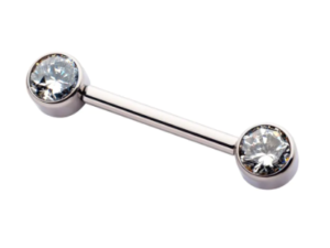 Titanium Bezel Set CZ Nipple Barbell