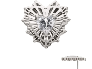 Titanium Spiked Edge Heart CZ Gem Threadless End
