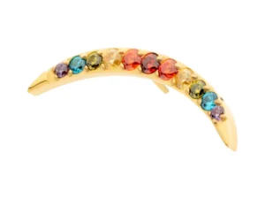 Rainbow Titanium 24Kt PVD Gold Curved CZ Threadless End