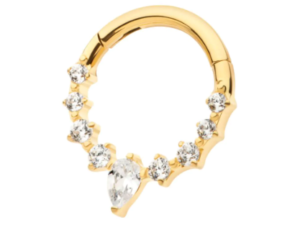 24Kt Gold PVD Titanium Teardrop CZ Clicker