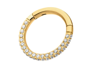 24Kt Gold PVD Titanium 3 Sided CZ Clicker