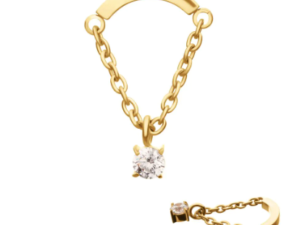 24Kt PVD Gold Titanium Dangle Gem End